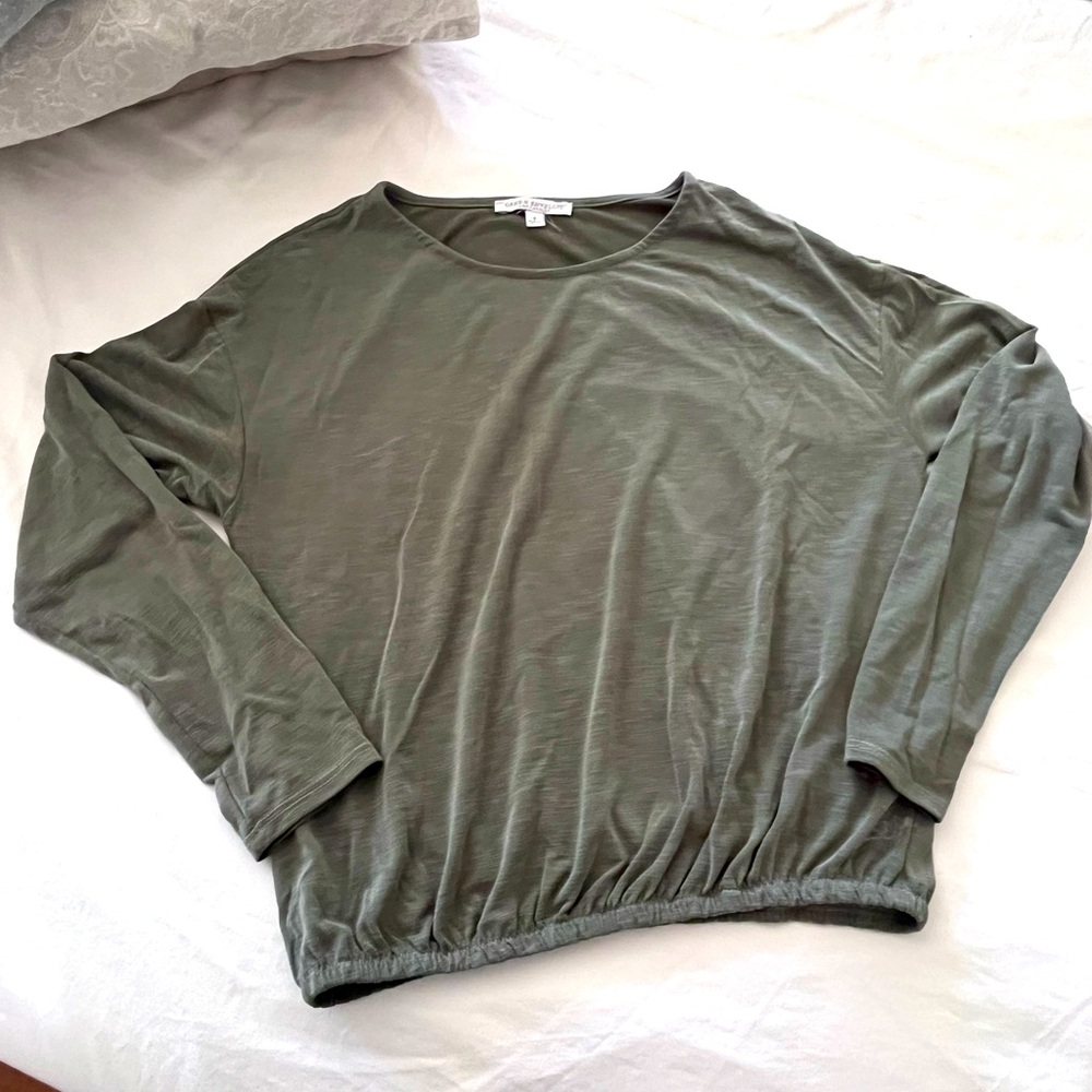 Trendy fall Green Scrunched Blouse